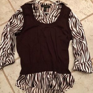 Satin top and sweater vest all in one